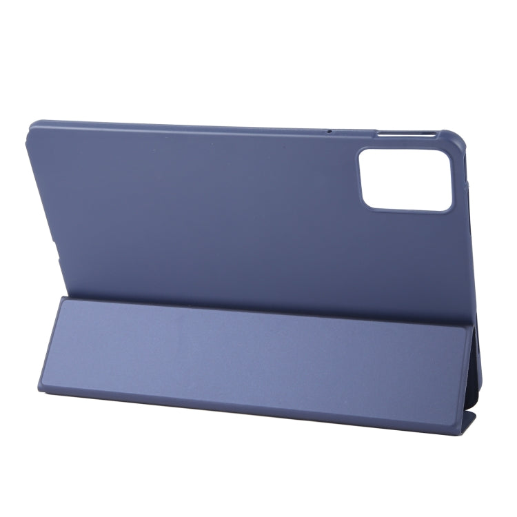 For Lenovo Tab M11/ Xiaoxin Pad 11 2024 Tri-fold Silicone Leather Tablet Case(Dark Blue) - Lenovo by PMC Jewellery | Online Shopping South Africa | PMC Jewellery | Buy Now Pay Later Mobicred