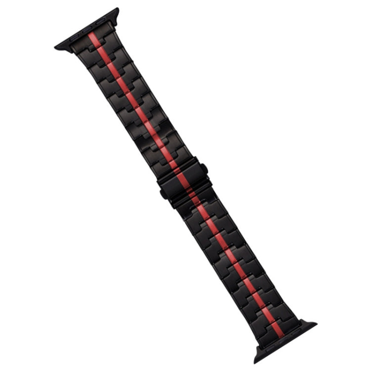 For Apple Watch SE 2023 44mm Stainless Steel Watch Band(Black Red) - free shipping - PMC TechLife - Order now!