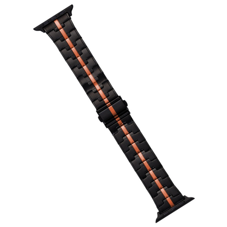 For Apple Watch Series 7 45mm Stainless Steel Watch Band(Black Orange) - free shipping - PMC TechLife - Order now!