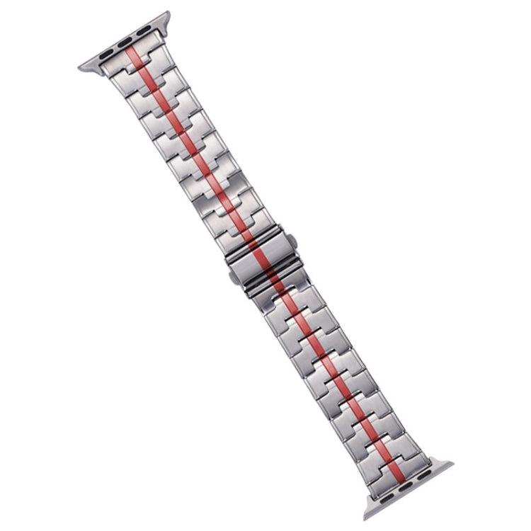 For Apple Watch Series 3 42mm Stainless Steel Watch Band(Silver Red) - free shipping - PMC TechLife - Order now!
