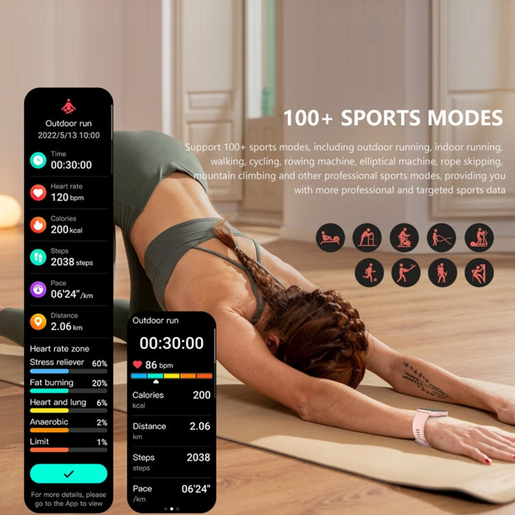 DM60+ 1.83 inch BT5.2 Smart Sport Watch, Support Bluetooth Call / Sleep / Blood Sugar / Blood Oxygen / Temperature / Heart Rate / Blood Pressure Health Monitor(White) - Smart Watches by PMC TechLife | Online Shopping South Africa | PMC TechLife