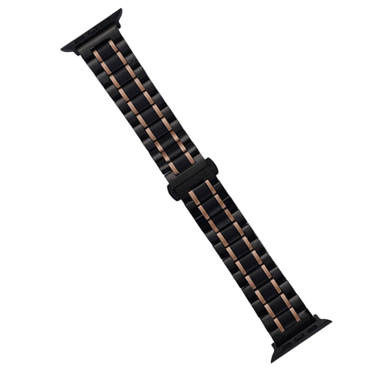 For Apple Watch Series 9 45mm Five-Beads Stainless Steel Watch Band(Black Rose Gold) - free shipping - PMC TechLife - Order now!