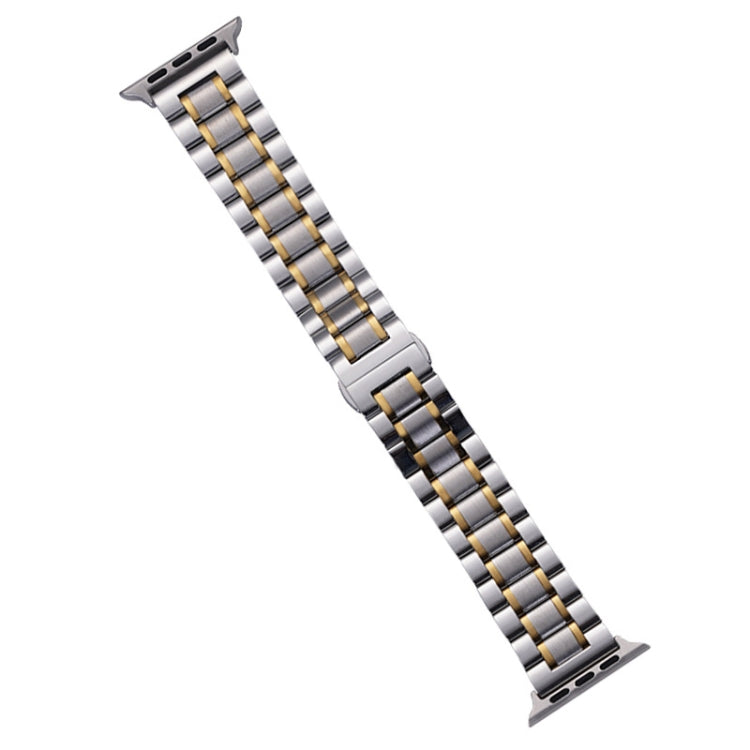 For Apple Watch Series 9 41mm Five-Beads Stainless Steel Watch Band(Silver Gold) - free shipping - PMC TechLife - Order now!