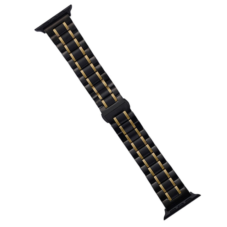 For Apple Watch SE 2022 44mm Five-Beads Stainless Steel Watch Band(Black Gold) - free shipping - PMC TechLife - Order now!