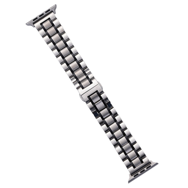 For Apple Watch Series 7 45mm Five-Beads Stainless Steel Watch Band(Silver Black) - free shipping - PMC TechLife - Order now!