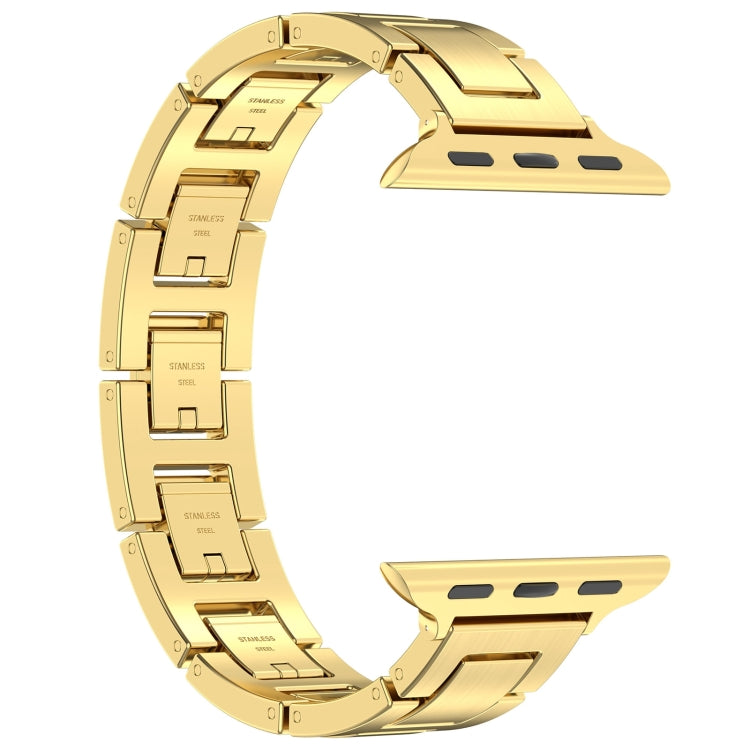For Apple Watch Series 9 45mm H Slim Stainless Steel Watch Band(Gold) - Watch Bands by PMC TechLife | Online Shopping South Africa | PMC TechLife