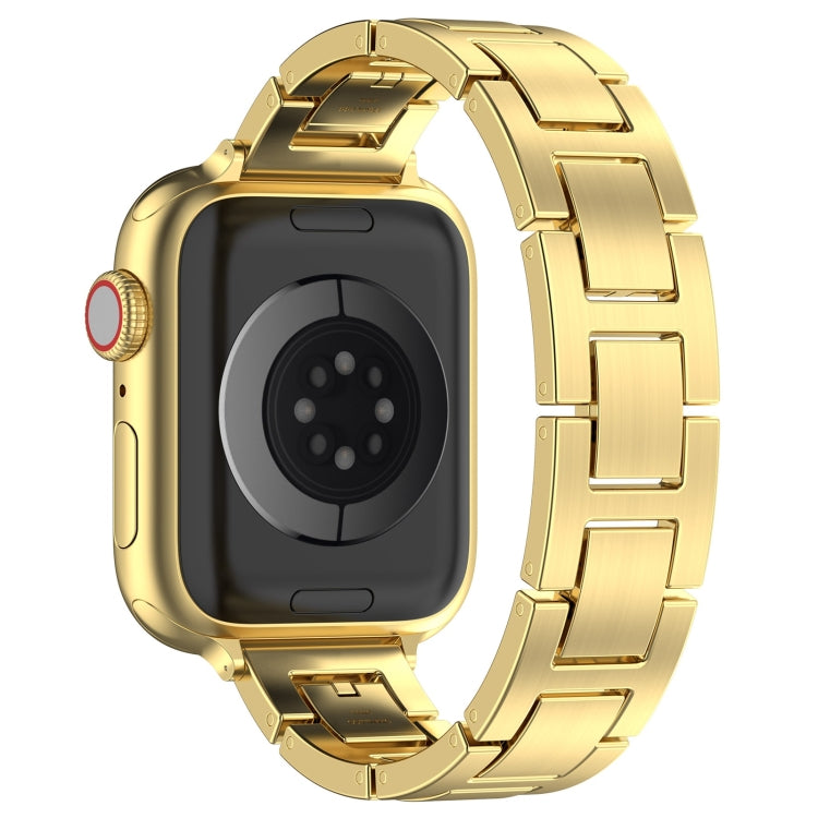 For Apple Watch Series 9 45mm H Slim Stainless Steel Watch Band(Gold) - Watch Bands by PMC TechLife | Online Shopping South Africa | PMC TechLife