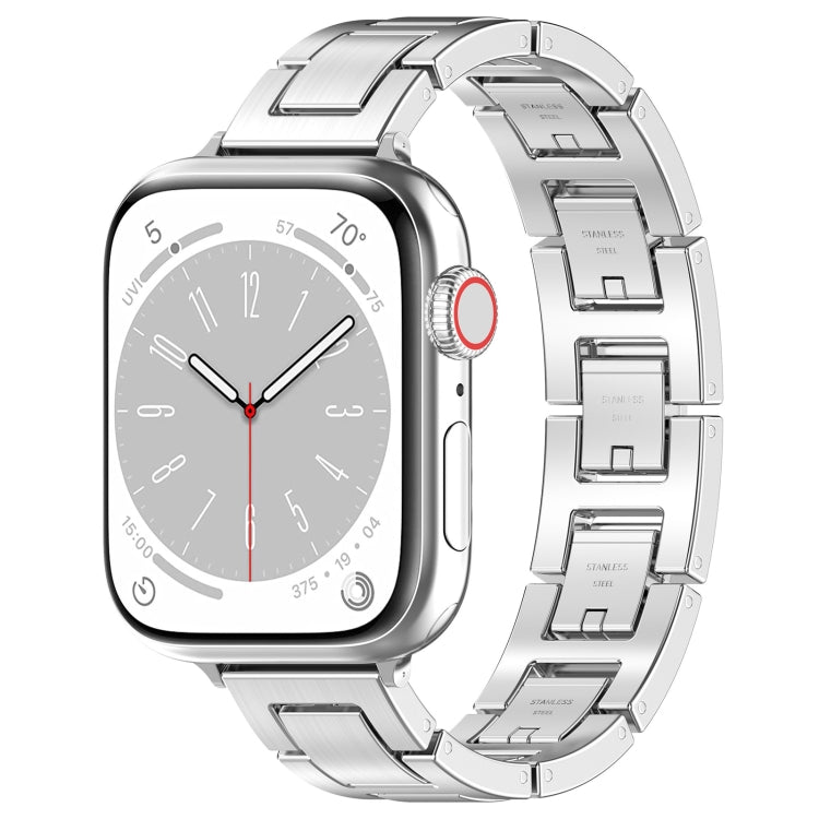 For Apple Watch Series 9 45mm H Slim Stainless Steel Watch Band(Silver) - Watch Bands by PMC TechLife | Online Shopping South Africa | PMC TechLife