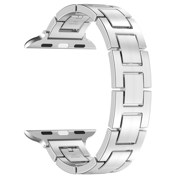 For Apple Watch Series 9 45mm H Slim Stainless Steel Watch Band(Silver) - Watch Bands by PMC TechLife | Online Shopping South Africa | PMC TechLife