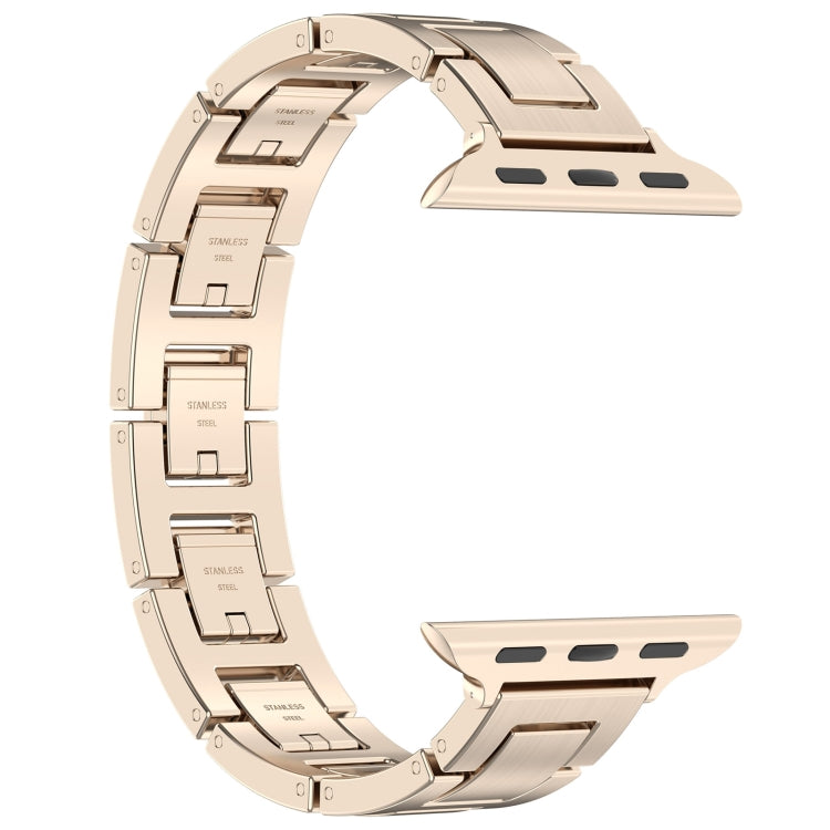 For Apple Watch Series 9 41mm H Slim Stainless Steel Watch Band(Starlight) - Watch Bands by PMC TechLife | Online Shopping South Africa | PMC TechLife