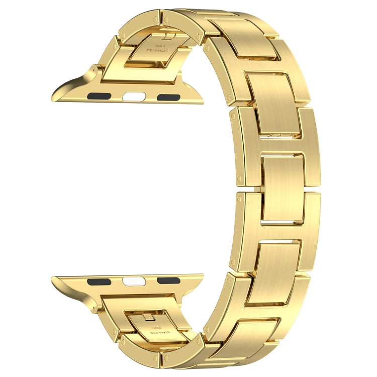 For Apple Watch Series 8 41mm H Slim Stainless Steel Watch Band(Gold) - Watch Bands by PMC TechLife | Online Shopping South Africa | PMC TechLife