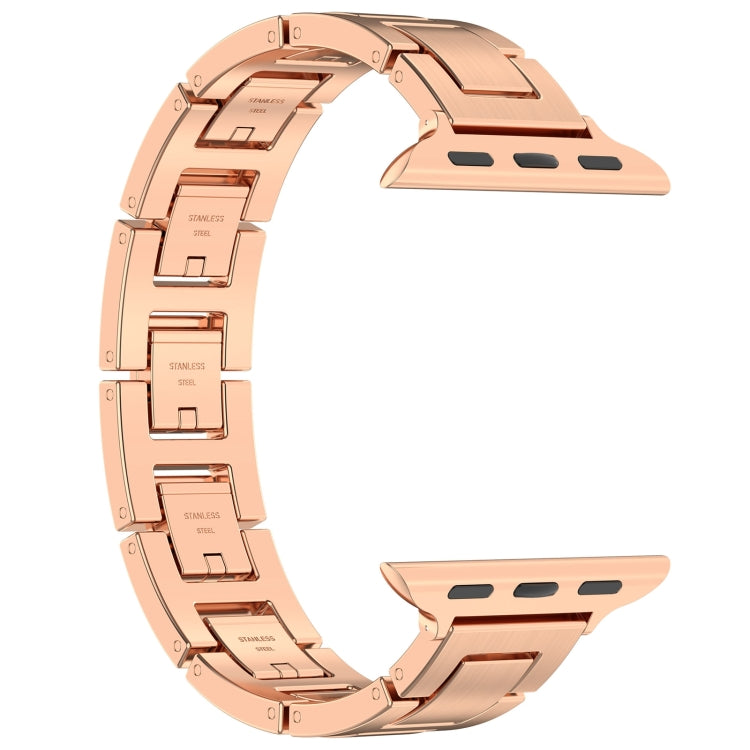 For Apple Watch SE 2022 40mm H Slim Stainless Steel Watch Band(Rose Gold) - Watch Bands by PMC TechLife | Online Shopping South Africa | PMC TechLife
