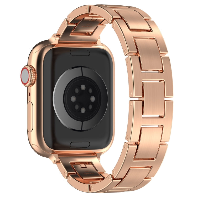 For Apple Watch SE 2022 40mm H Slim Stainless Steel Watch Band(Rose Gold) - Watch Bands by PMC TechLife | Online Shopping South Africa | PMC TechLife