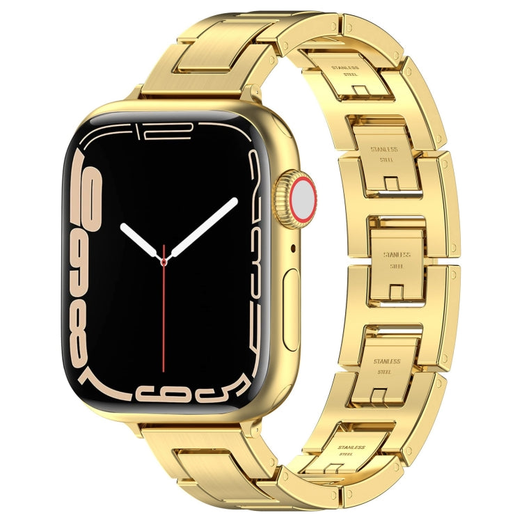 For Apple Watch Series 6 44mm H Slim Stainless Steel Watch Band(Gold) - free shipping - PMC TechLife - Order now!