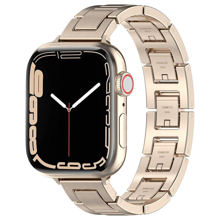 For Apple Watch Series 4 44mm H Slim Stainless Steel Watch Band(Starlight) - Watch Bands by PMC TechLife | Online Shopping South Africa | PMC TechLife