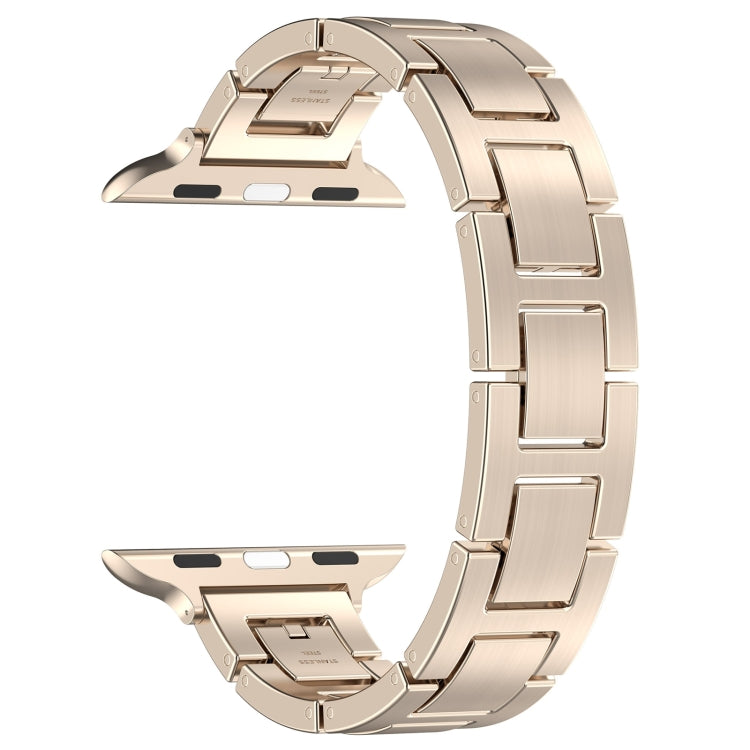 For Apple Watch Series 4 44mm H Slim Stainless Steel Watch Band(Starlight) - Watch Bands by PMC TechLife | Online Shopping South Africa | PMC TechLife