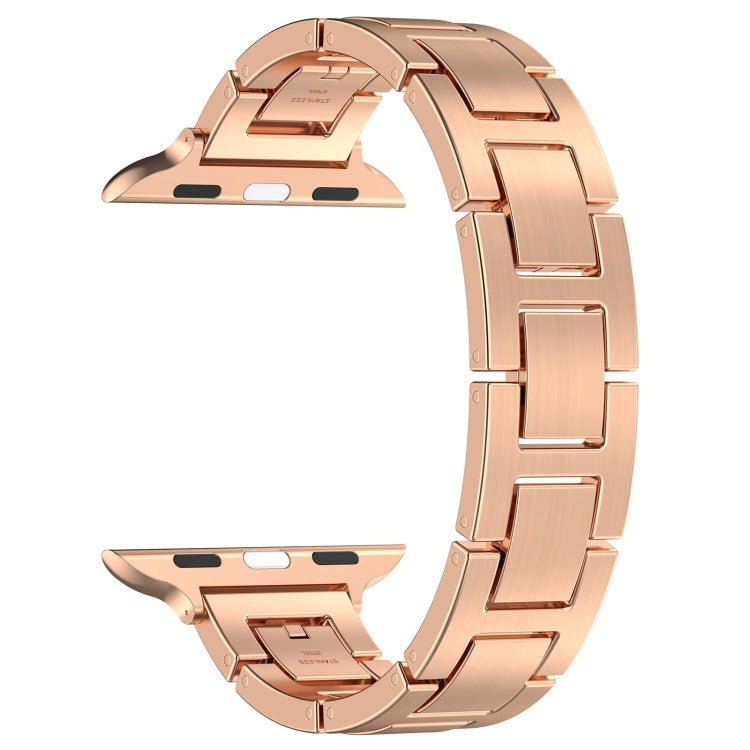 For Apple Watch Series 2 38mm H Slim Stainless Steel Watch Band(Rose Gold) - Watch Bands by PMC TechLife | Online Shopping South Africa | PMC TechLife