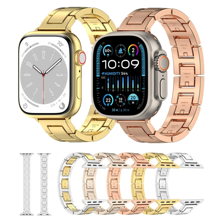 For Apple Watch Ultra 2 49mm H Slim Stainless Steel Watch Band(Starlight) - Watch Bands by PMC TechLife | Online Shopping South Africa | PMC TechLife