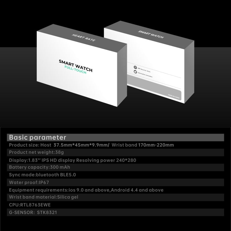 QS08 PRO 1.83 inch BT5.2 Smart Sport Watch, Support Sleep / Heart Rate / Blood Oxygen / Temperature / Blood Pressure Health Monitor(Black+Blue) - Smart Watches by PMC TechLife | Online Shopping South Africa | PMC TechLife