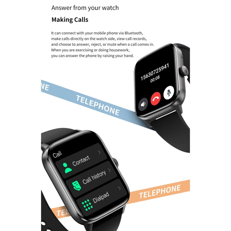 QS11 1.91 inch BT5.2 Smart Sport Watch, Support Sleep / Heart Rate / Blood Oxygen / Temperature / Blood Pressure Health Monitor(Black) - free shipping - PMC TechLife - Order now!