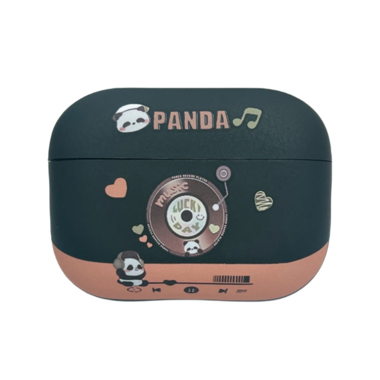 For AirPods Pro 2 Panda Records Pattern Earbuds Box Frosted TPU Case(Black) - For AirPods Pro 2 by PMC Jewellery | Online Shopping South Africa | PMC Jewellery | Buy Now Pay Later Mobicred