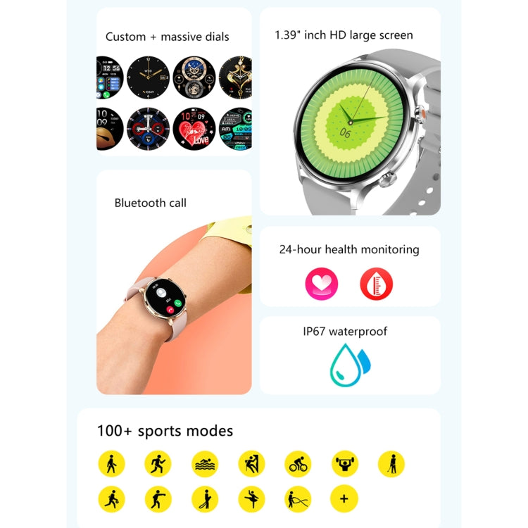 QS40 1.39 inch BT5.2 Smart Sport Watch, Support Bluetooth Call / Sleep / Blood Oxygen / Temperature / Heart Rate / Blood Pressure Health Monitor(Grey) - free shipping - PMC TechLife - Order now!