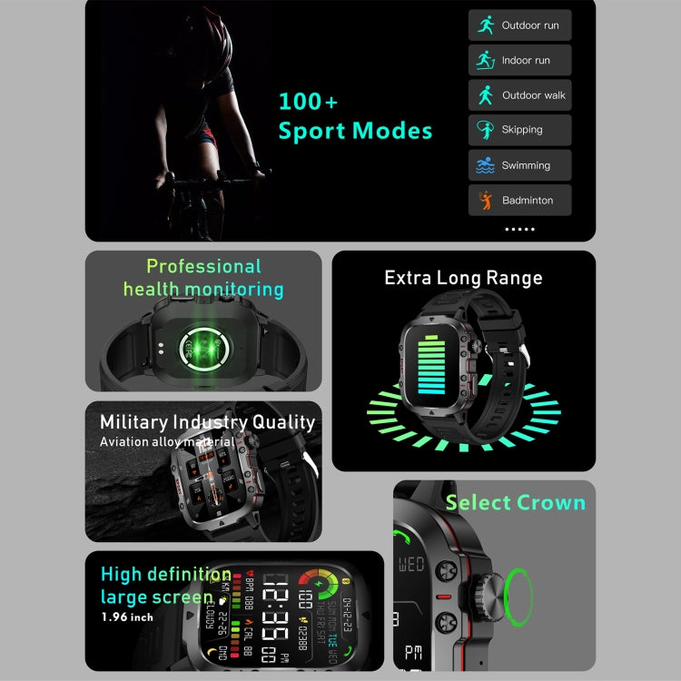 QX11 1.96 inch BT5.2 Smart Sport Watch, Support Bluetooth Call / Sleep / Blood Oxygen / Heart Rate / Blood Pressure Health Monitor(Black) - Smart Watches by PMC TechLife | Online Shopping South Africa | PMC TechLife