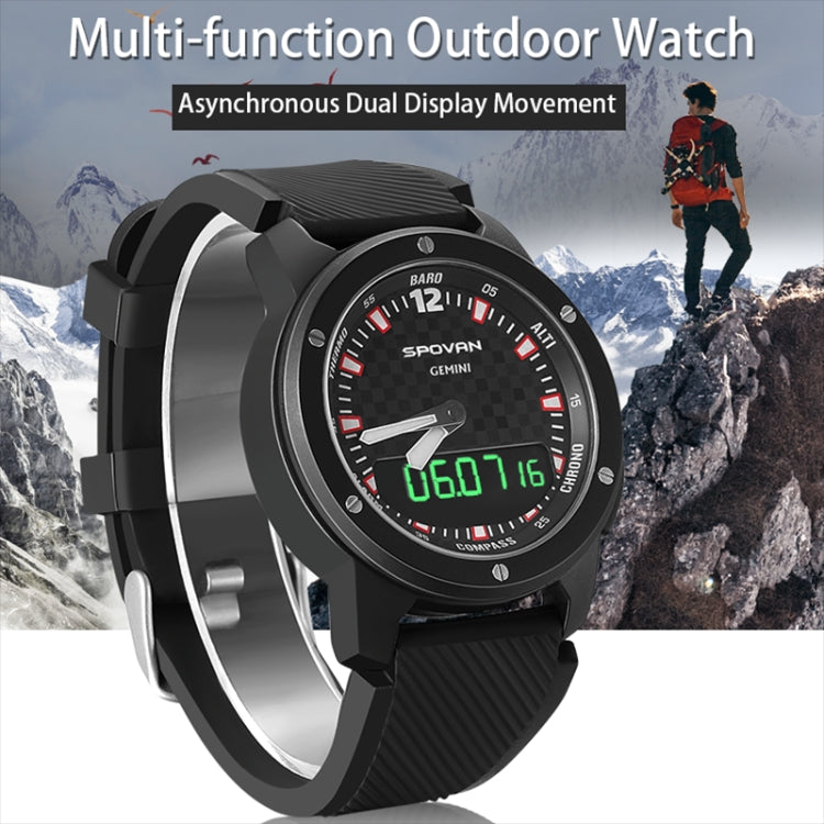 SPOVAN Gemini Outdoor Mountaineering Altitude Barometric Waterproof Sports Watch(Black White) - Smart Watches by SPOVAN | Online Shopping South Africa | PMC TechLife | Buy Now Pay Later Mobicred