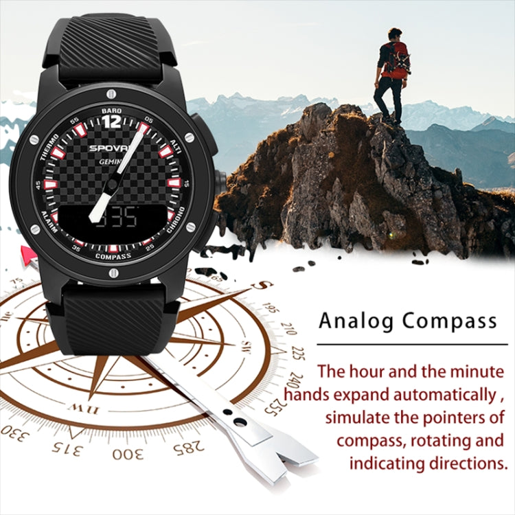 SPOVAN Gemini Outdoor Mountaineering Altitude Barometric Waterproof Sports Watch(Black White) - Smart Watches by SPOVAN | Online Shopping South Africa | PMC TechLife | Buy Now Pay Later Mobicred