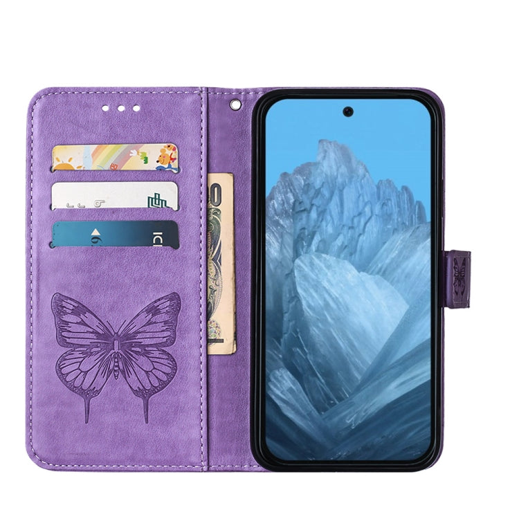 For Google Pixel 9 Embossed Butterfly Leather Phone Case(Purple) - Google Cases by PMC TechLife | Online Shopping South Africa | PMC TechLife | Buy Now Pay Later Mobicred