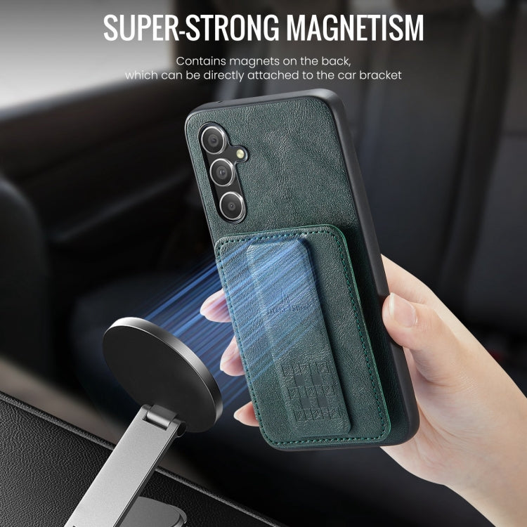 For Samsung Galaxy S24+ 5G Fierre Shann Oil Wax Cow Leather Card Holder Back Phone Case(Green) - free shipping - PMC Jewellery - Order now!