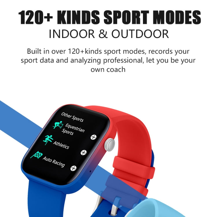 P43 1.8 inch TFT Screen Bluetooth Smart Watch, Support Heart Rate Monitoring & 100+ Sports Modes(Red Blue) - Smart Watches by PMC TechLife | Online Shopping South Africa | PMC TechLife