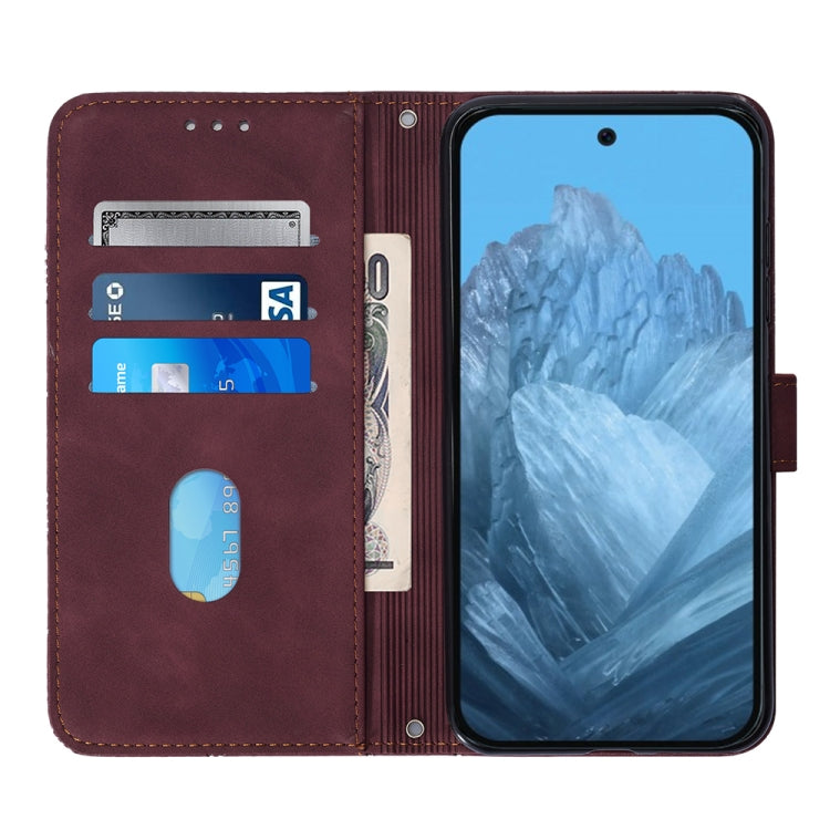 For Google Pixel 9 Crossbody 3D Embossed Flip Leather Phone Case(Wine Red) - Google Cases by PMC TechLife | Online Shopping South Africa | PMC TechLife | Buy Now Pay Later Mobicred