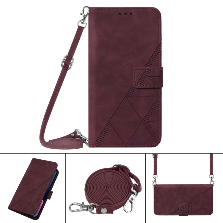For Google Pixel 9 Pro Crossbody 3D Embossed Flip Leather Phone Case(Wine Red) - Google Cases by PMC TechLife | Online Shopping South Africa | PMC TechLife | Buy Now Pay Later Mobicred