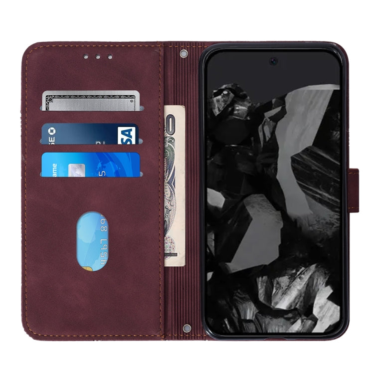 For Google Pixel 9 Pro Crossbody 3D Embossed Flip Leather Phone Case(Wine Red) - Google Cases by PMC TechLife | Online Shopping South Africa | PMC TechLife | Buy Now Pay Later Mobicred