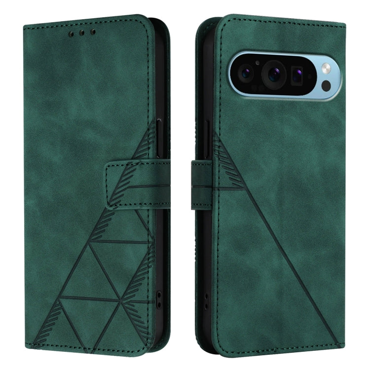 For Google Pixel 9 Pro XL Crossbody 3D Embossed Flip Leather Phone Case(Dark Green) - Google Cases by PMC TechLife | Online Shopping South Africa | PMC TechLife | Buy Now Pay Later Mobicred