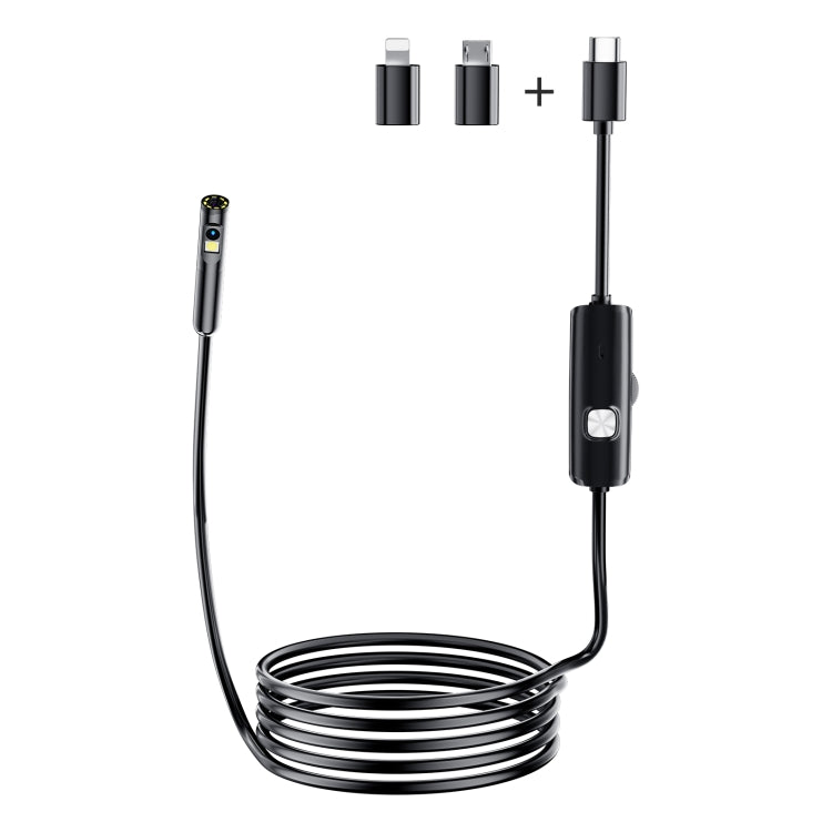 AN112 8mm Double Lenses HD Industry Endoscope Type-C + Micro USB + 8 Pin Connection, Length:3.5m Hard Tube -  by PMC TechLife | Online Shopping South Africa | PMC TechLife | Buy Now Pay Later Mobicred