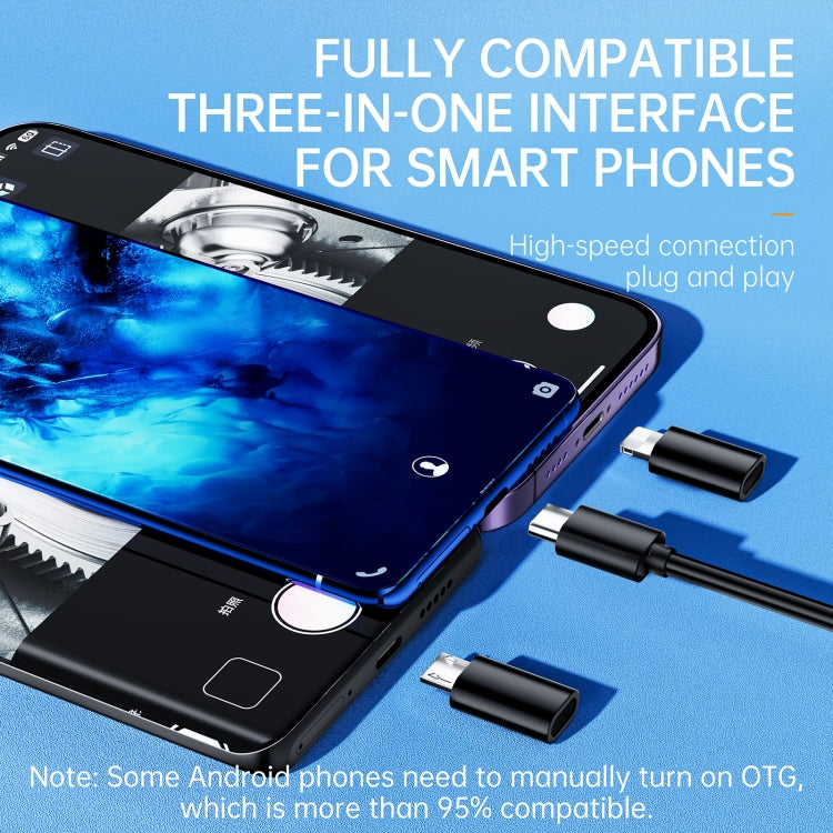AN112 8mm Double Lenses HD Industry Endoscope Type-C + Micro USB + 8 Pin Connection, Length:10m Hard Tube -  by PMC TechLife | Online Shopping South Africa | PMC TechLife | Buy Now Pay Later Mobicred