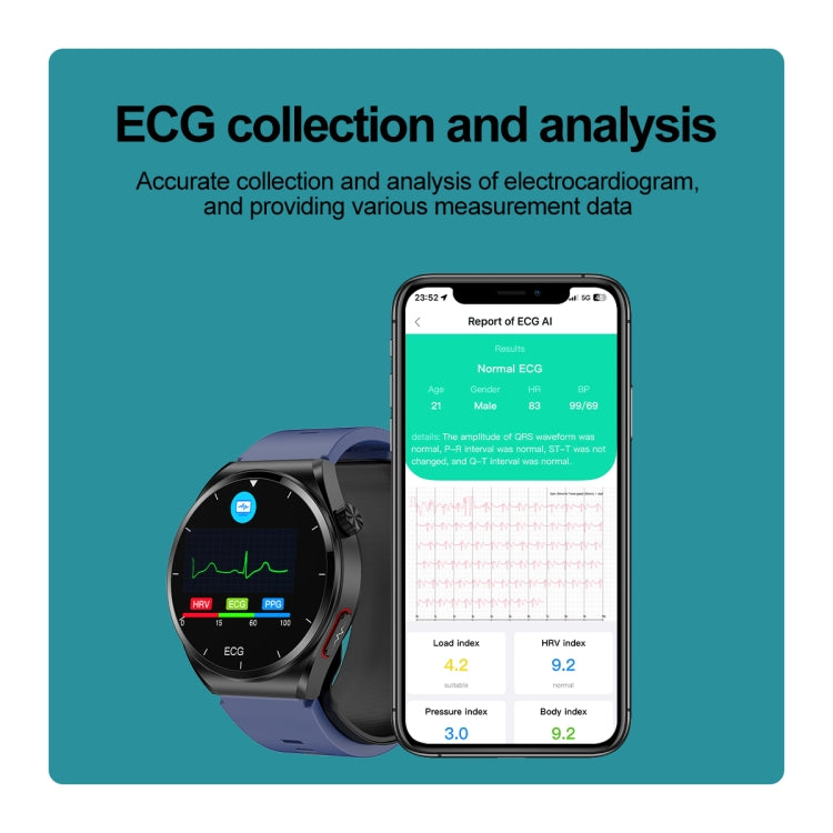 S22 Air Pump Blood Pressure Testing ECG Health Smart Watch, 1.39 inch Round Screen(Blue) - free shipping - PMC TechLife - Order now!