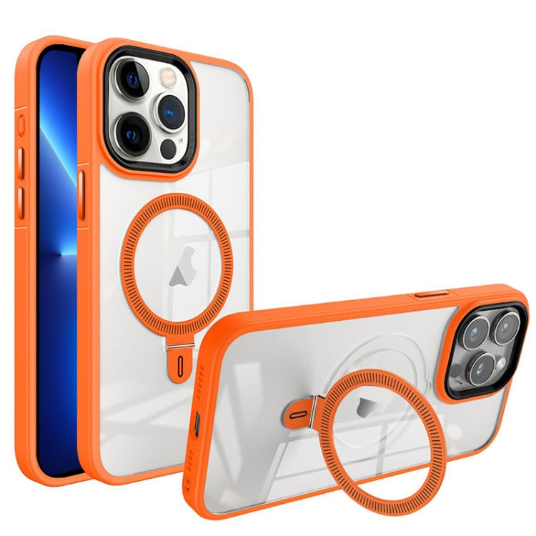 For iPhone 13 Pro Max Shield Armor MagSafe Holder Phone Case(Orange) - iPhone 13 Pro Max Cases by PMC TechLife | Online Shopping South Africa | PMC TechLife