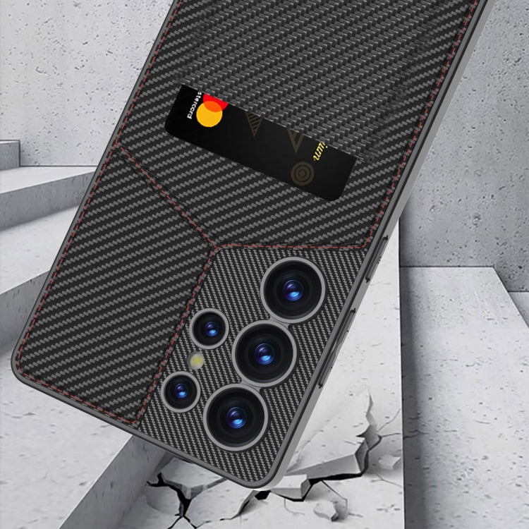 For Samsung Galaxy S25 Ultra 5G GKK Rotor Bracket Recessed Card Bag Full Coverage Phone Case(Carbon Fibre Texture) - free shipping - PMC Jewellery - Order now!