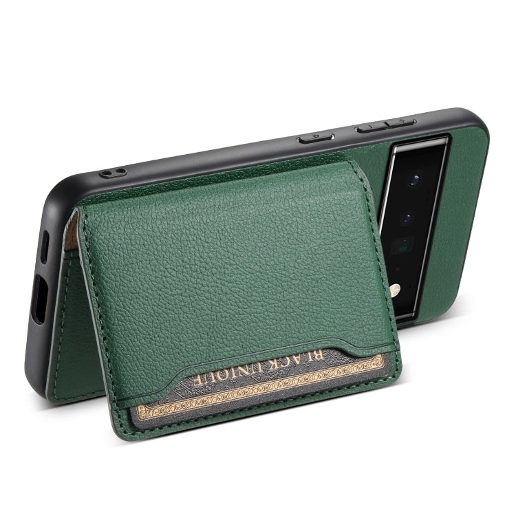 For Google Pixel 6 Pro Calf Texture Card Bag Design Full Coverage Phone Case(Green) - Google Cases by PMC TechLife | Online Shopping South Africa | PMC TechLife | Buy Now Pay Later Mobicred