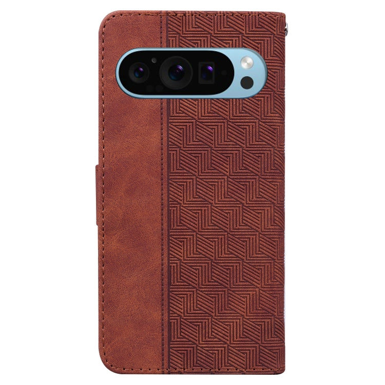For Google Pixel 9 Geometric Embossed Leather Phone Case(Brown) - Google Cases by PMC TechLife | Online Shopping South Africa | PMC TechLife | Buy Now Pay Later Mobicred