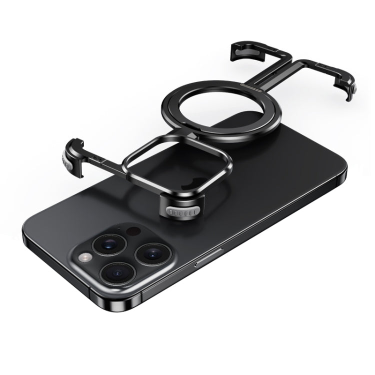 For iPhone 15 Pro MagSafe Magnetic Frameless Holder Phone Case(Black) - iPhone 15 Pro Cases by PMC TechLife | Online Shopping South Africa | PMC TechLife