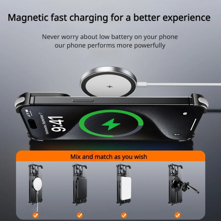 For iPhone 15 Pro MagSafe Magnetic Frameless Holder Phone Case(Black) - iPhone 15 Pro Cases by PMC TechLife | Online Shopping South Africa | PMC TechLife