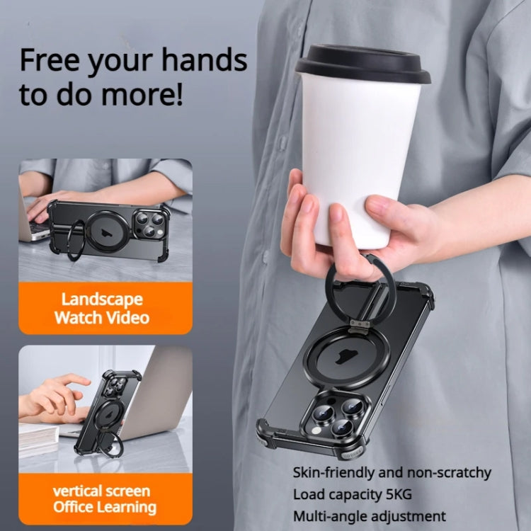 For iPhone 15 Pro MagSafe Magnetic Frameless Holder Phone Case(Black) - iPhone 15 Pro Cases by PMC TechLife | Online Shopping South Africa | PMC TechLife