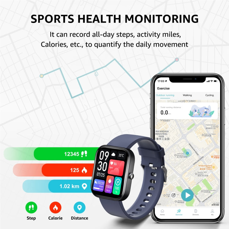 GTS5 2.0 inch Fitness Health Smart Watch, BT Call / Heart Rate / Blood Pressure / MET / Blood Glucose(Blue) - Smart Wristbands by PMC TechLife | Online Shopping South Africa | PMC TechLife