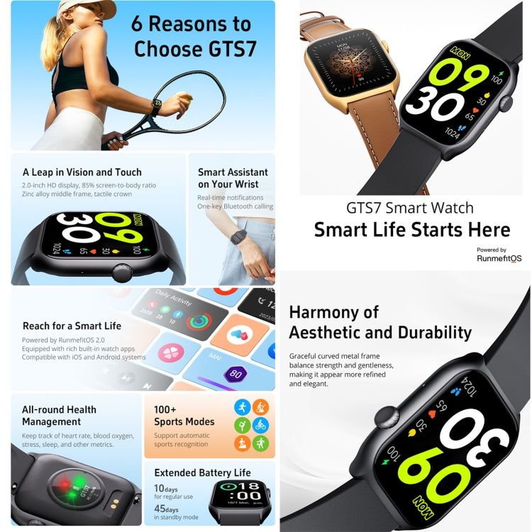 GTS7 2.0 inch Fitness Health Smart Watch, BT Call / Heart Rate / Blood Pressure / MET(Black) - Smart Wristbands by PMC TechLife | Online Shopping South Africa | PMC TechLife