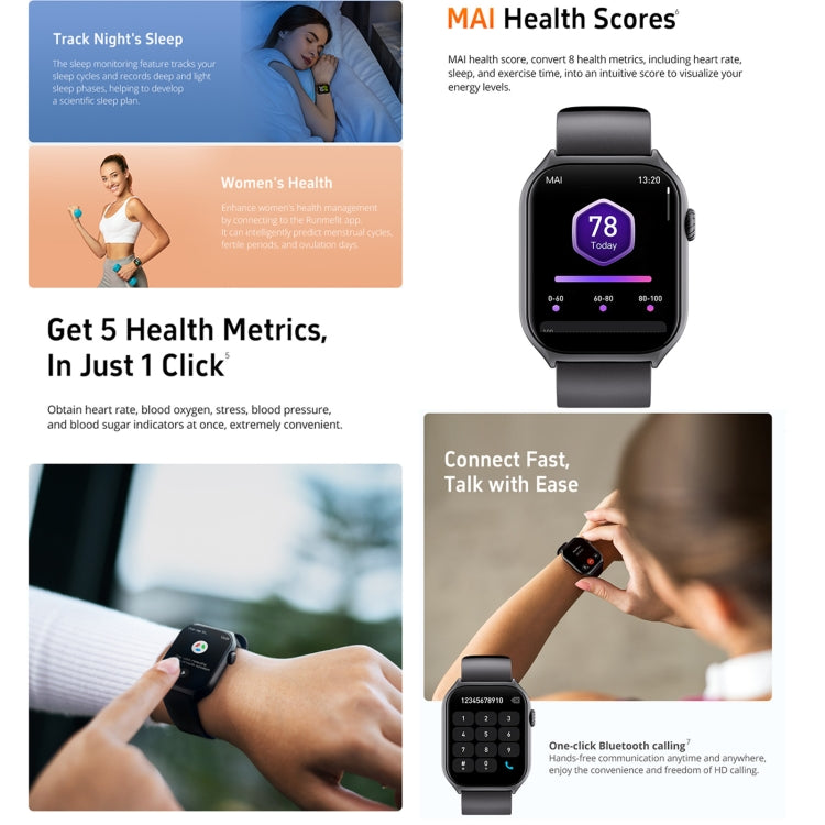 GTS7 2.0 inch Fitness Health Smart Watch, BT Call / Heart Rate / Blood Pressure / MET(Black) - Smart Wristbands by PMC TechLife | Online Shopping South Africa | PMC TechLife