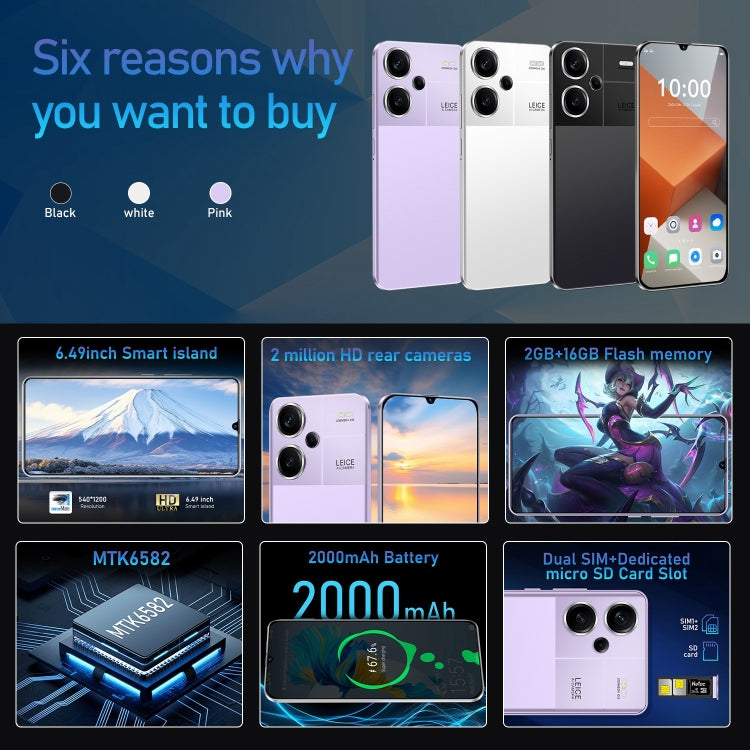 Note13 Pro+ / RF7, 2GB+16GB, 6.49 inch Face Identification Android 5.0 MTK6582 Quad Core, Network: 3G, Dual SIM(White) -  by PMC TechLife | Online Shopping South Africa | PMC TechLife